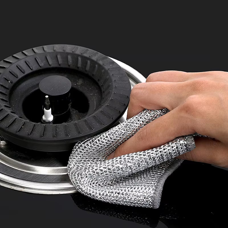 20/2Pcs Thickened Steel Wire Cleaning Cloth Double -Layer Non -Stick Oil Iron Dishrag Kitchen Pan Pot Dishes Cloths Rags